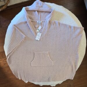 Women's Pink Hooded Knit Poncho - Brand New